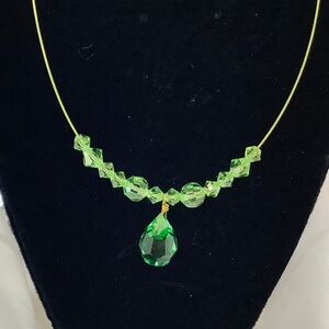 Sunning Emerald Green Crystals CZ Floating Necklace